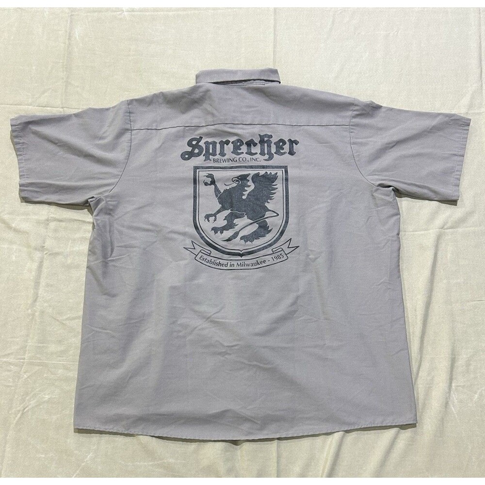 Red Cap Specker Brewing Co Button Up Work/Shop Shirt Gray Size XXL B15 - Picture 7 of 8